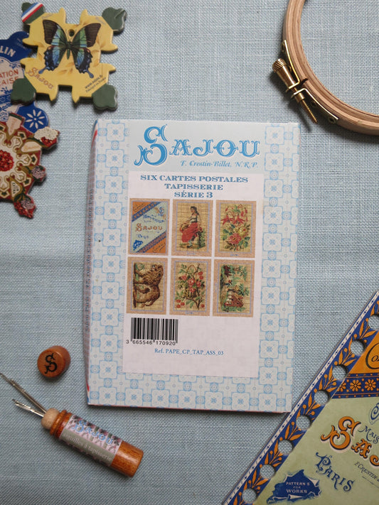 Sajou Six Vintage Tapestry Postcards- Serie 3 Scenes & Flowers