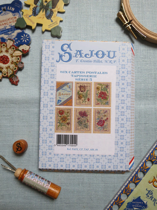 Sajou 6 Cross Stitch Chart Postcards- Serie 5- Flowers