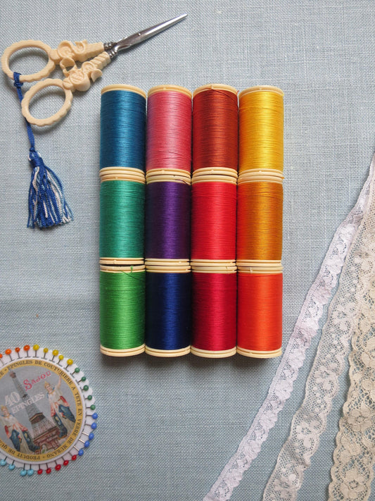 Sajou Boxed Set 12 Fil au Chinois Cotton Thread- No. 4- Bright Tones