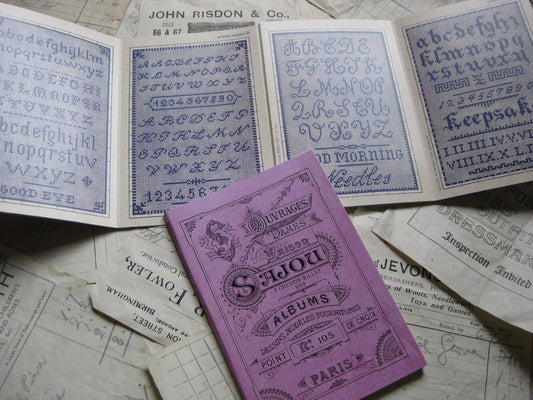 Sajou Mauve Cross Stitch Album 105- French Vintage Alphabet Samplers