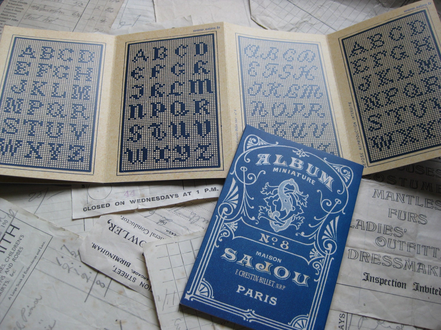 Sajou Blue Cross Stitch Album No. 8 UK | French Vintage Alphabet Charts