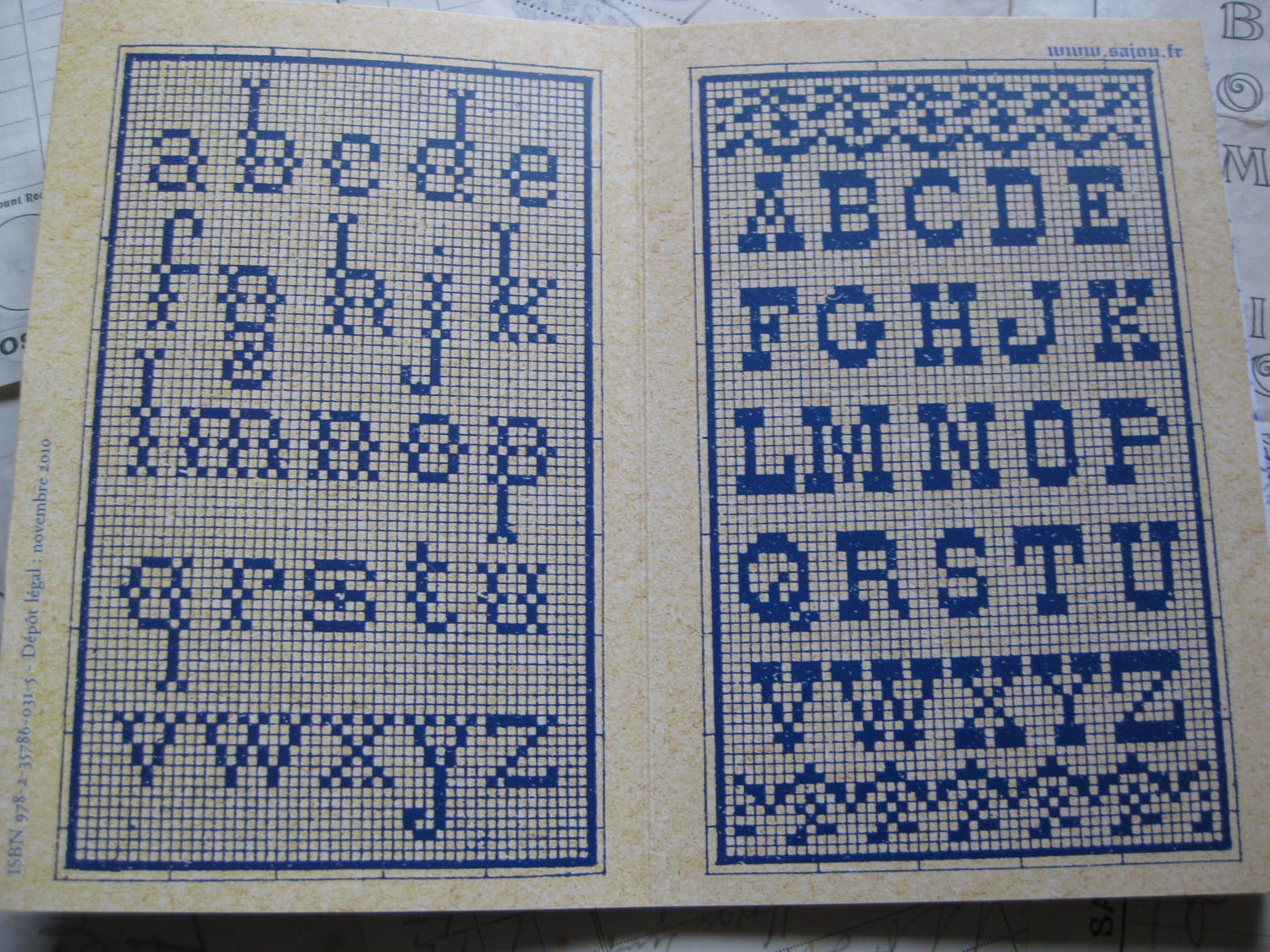 Sajou Blue Cross Stitch Album No.7- French Vintage Alpabets