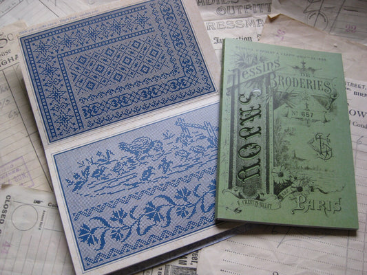 Sajou Green Cross Stitch Album 657- French Vintage Borders & Corners
