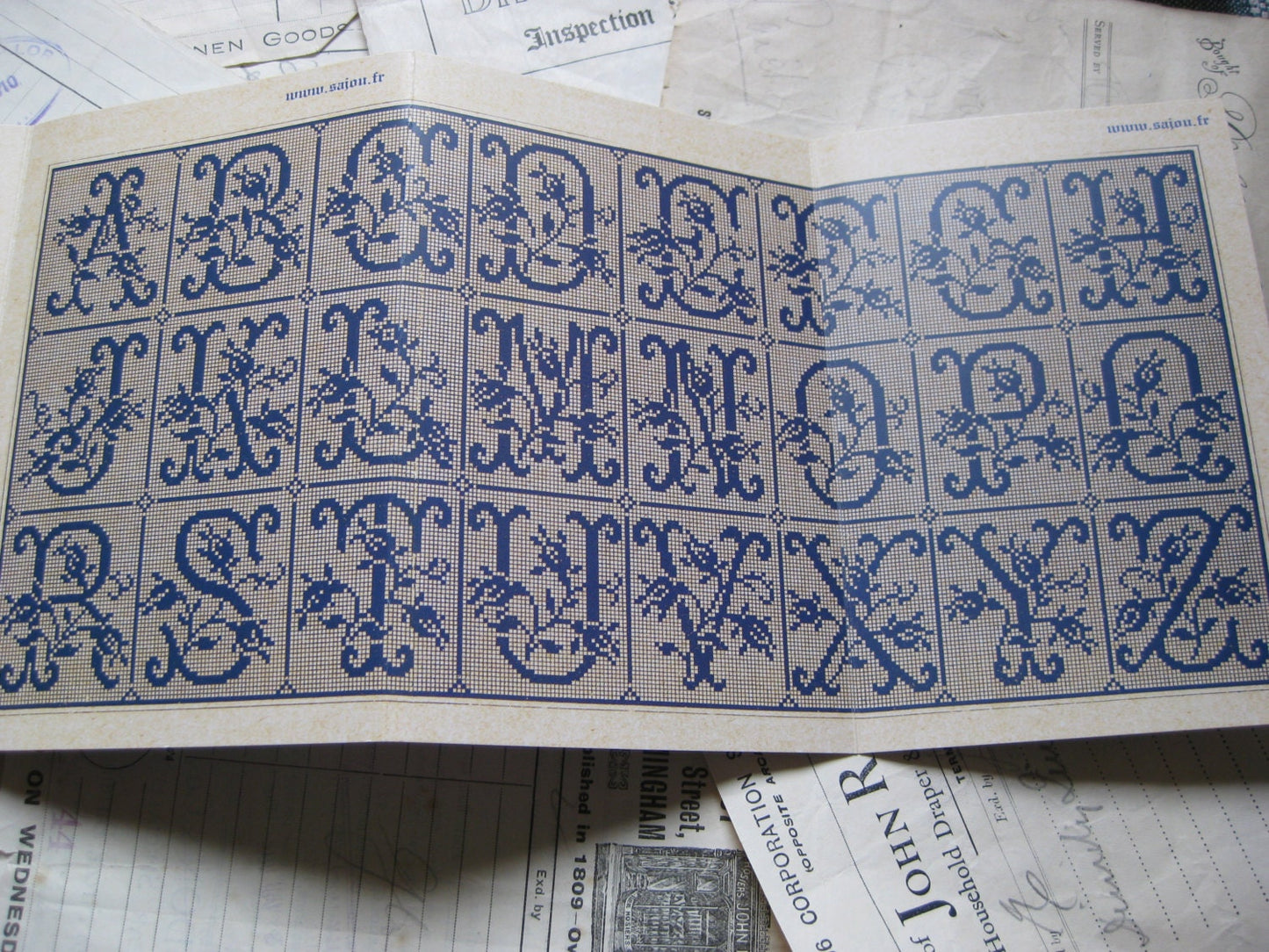 Sajou Green Cross Stitch Album 654- French Vintage Alphabets