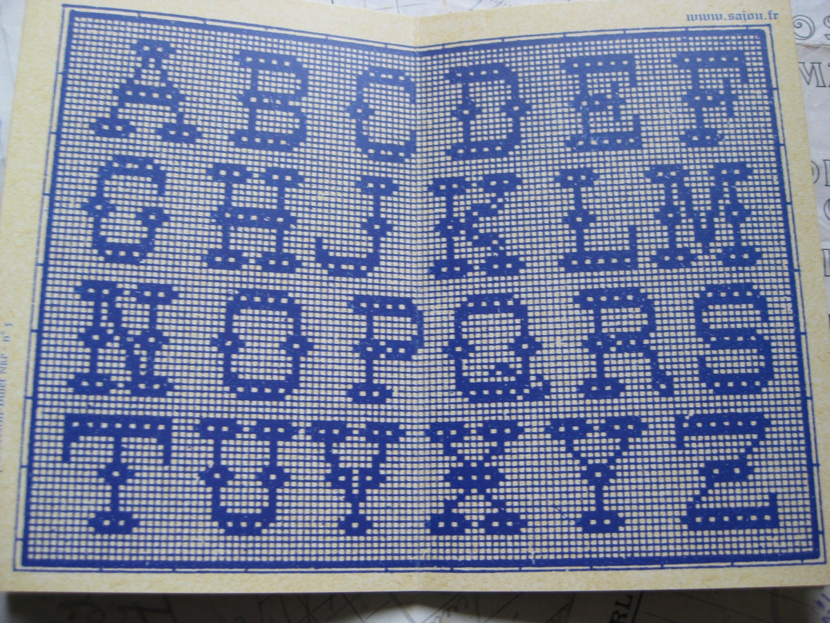 Sajou Blue Cross Stitch Album No.5- French Vintage Alphabets