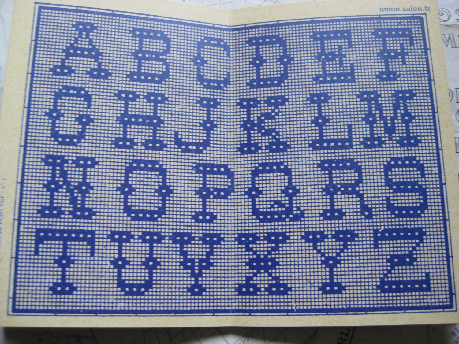 Sajou Blue Cross Stitch Album No.5- French Vintage Alphabets