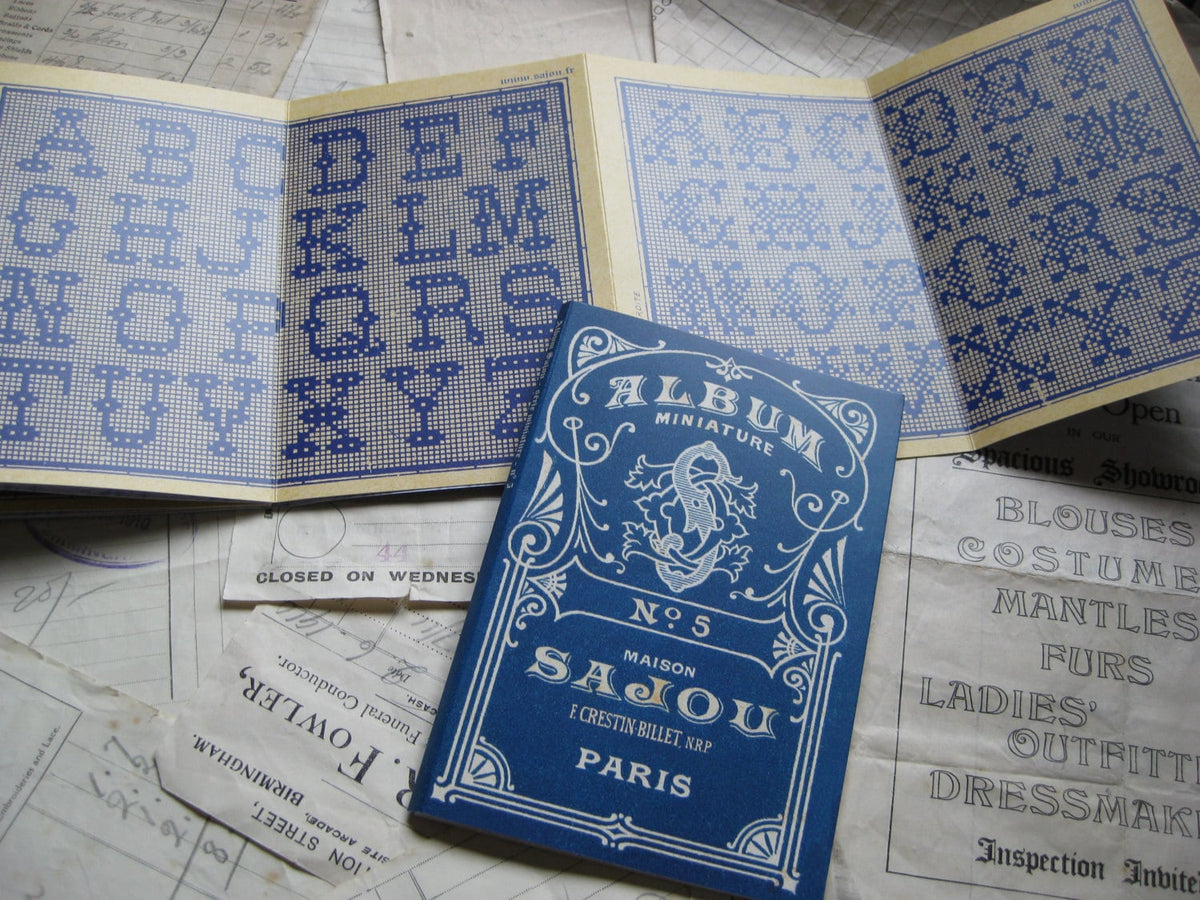 Sajou Blue Cross Stitch Album No.5- French Vintage Alphabets