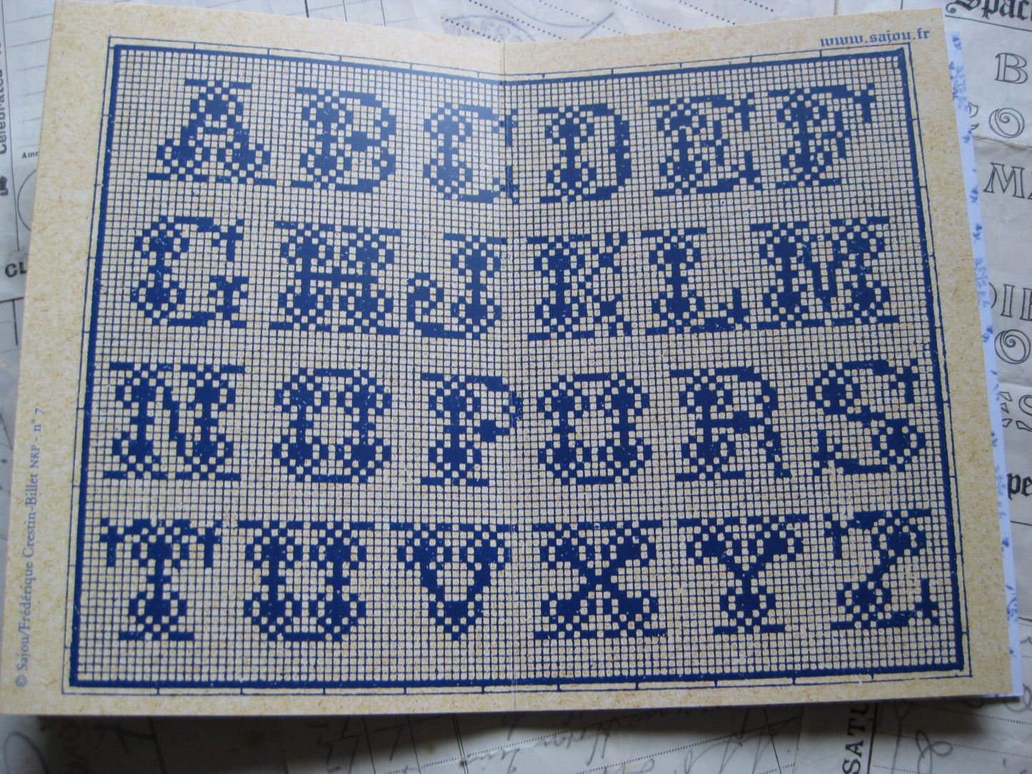 Sajou Blue Cross Stitch Album No.7- French Vintage Alpabets