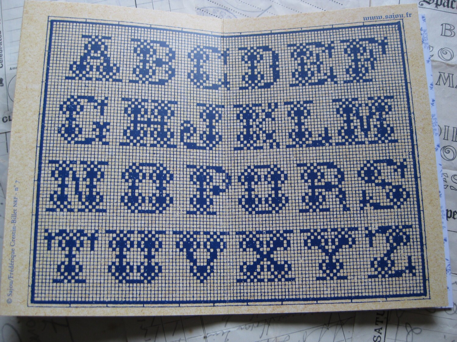 Sajou Blue Cross Stitch Album No.7- French Vintage Alpabets
