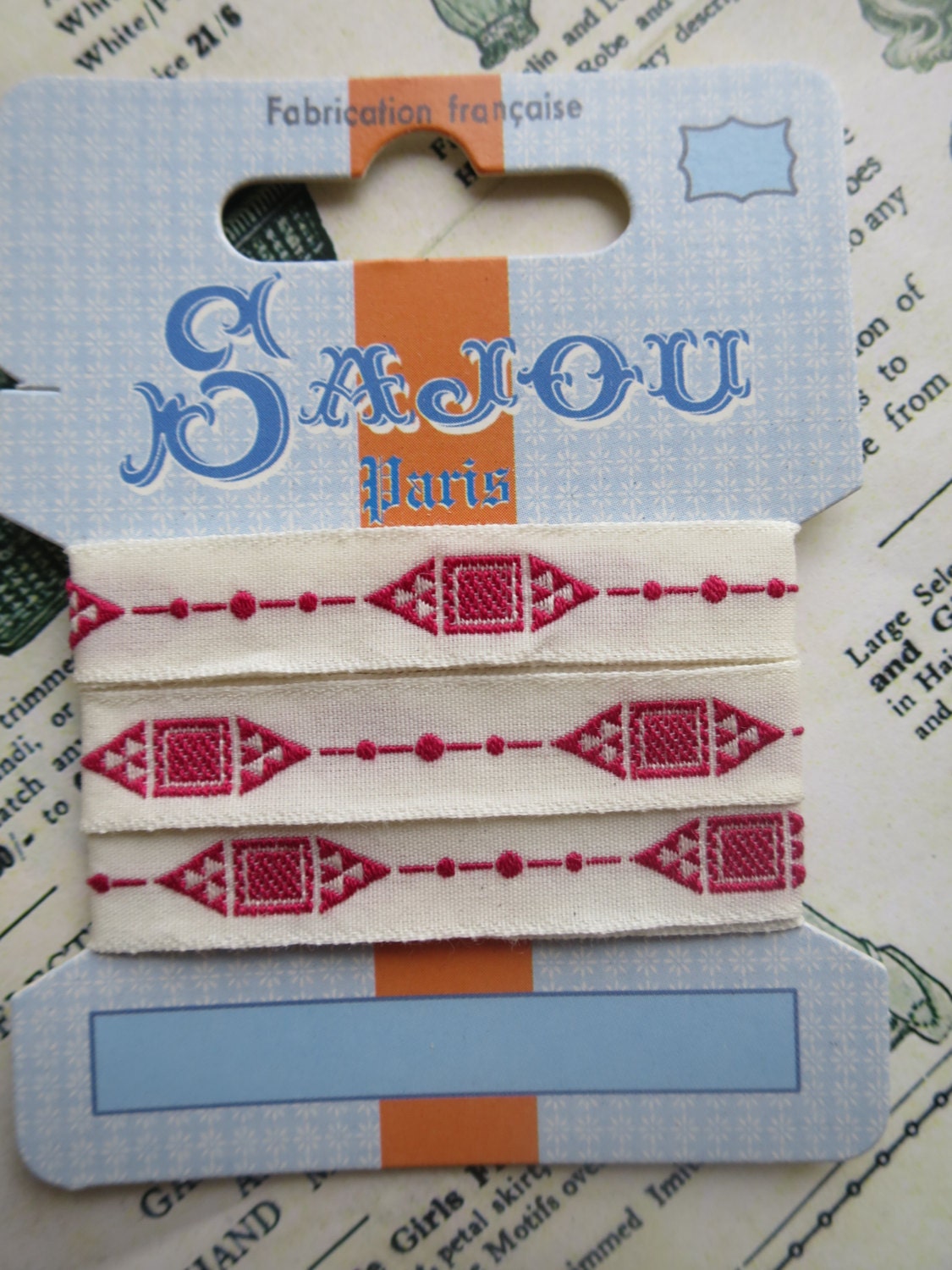 Sajou 12mm Woven Comptoir Ribbon- Lozenge Motifs