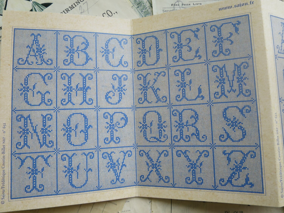 Sajou Green Cross Stitch Album 652- French Vintage Alphabets