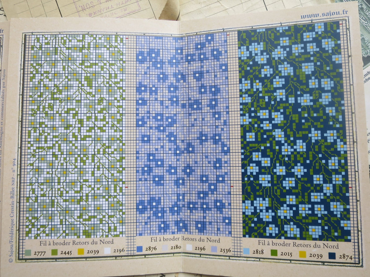 Sajou Red Cross Stitch Album 904- Vintage Ribbon Designs