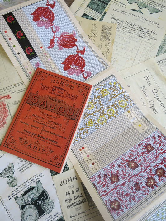 Sajou Red Cross Stitch Album 904- Vintage Ribbon Designs