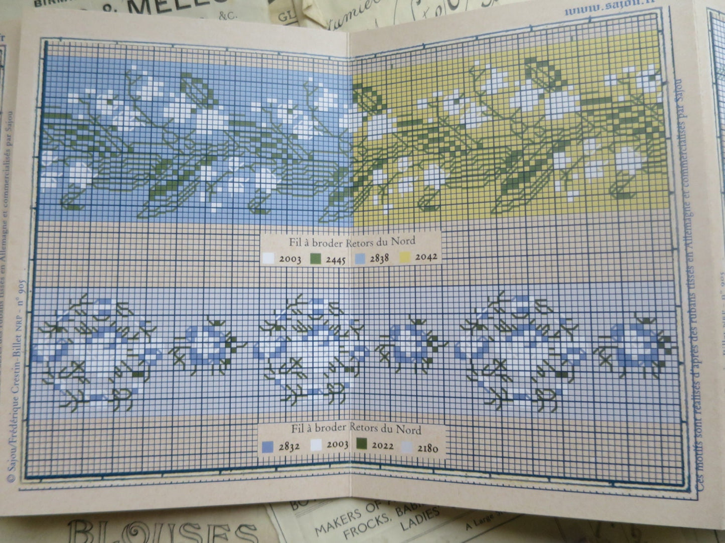 Sajou Red Cross Stitch Album 905- Vintage Ribbon Designs