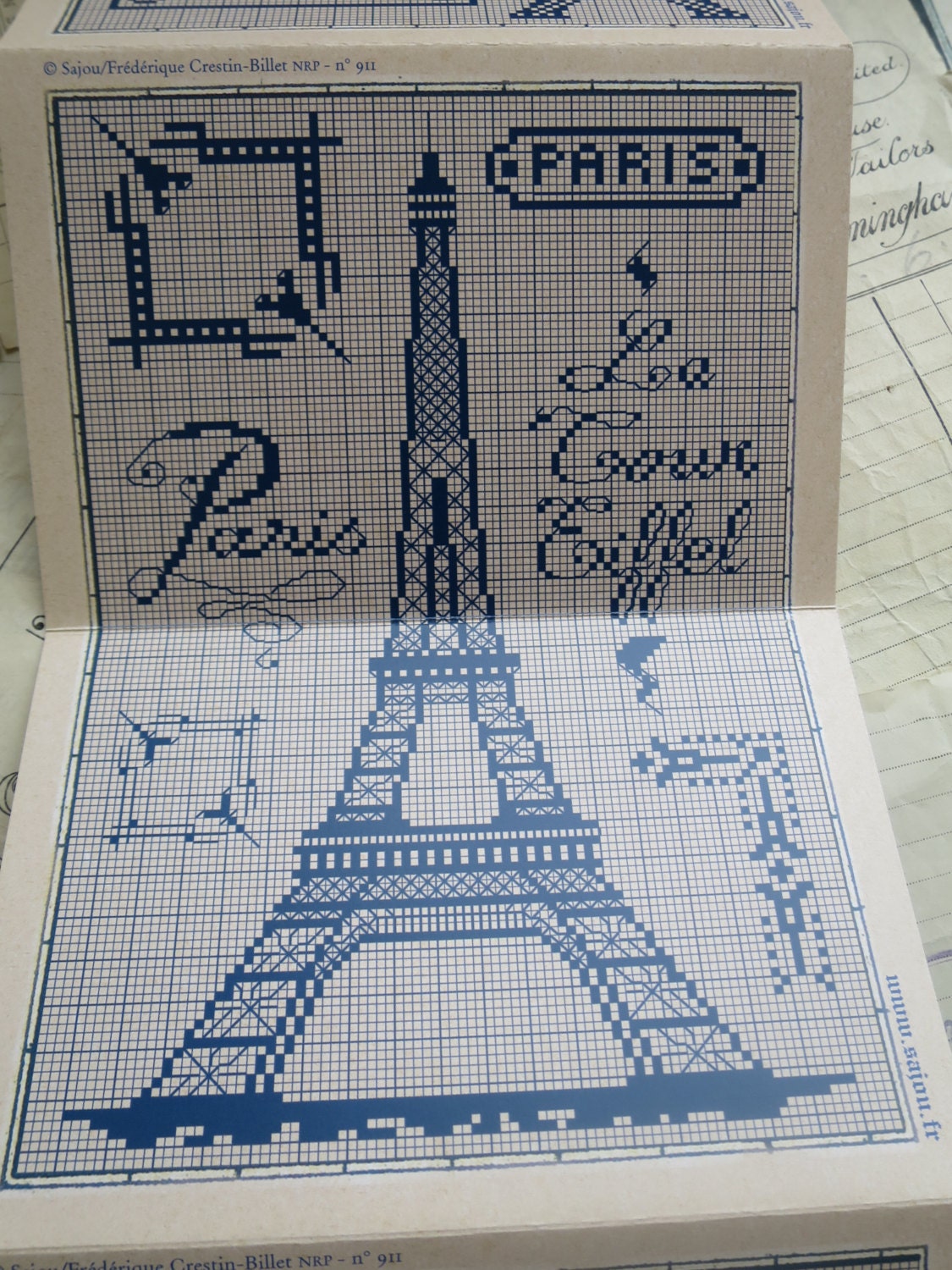 Sajou Red Cross Stitch Album 911- Eiffel Tower & Paris Landmarks