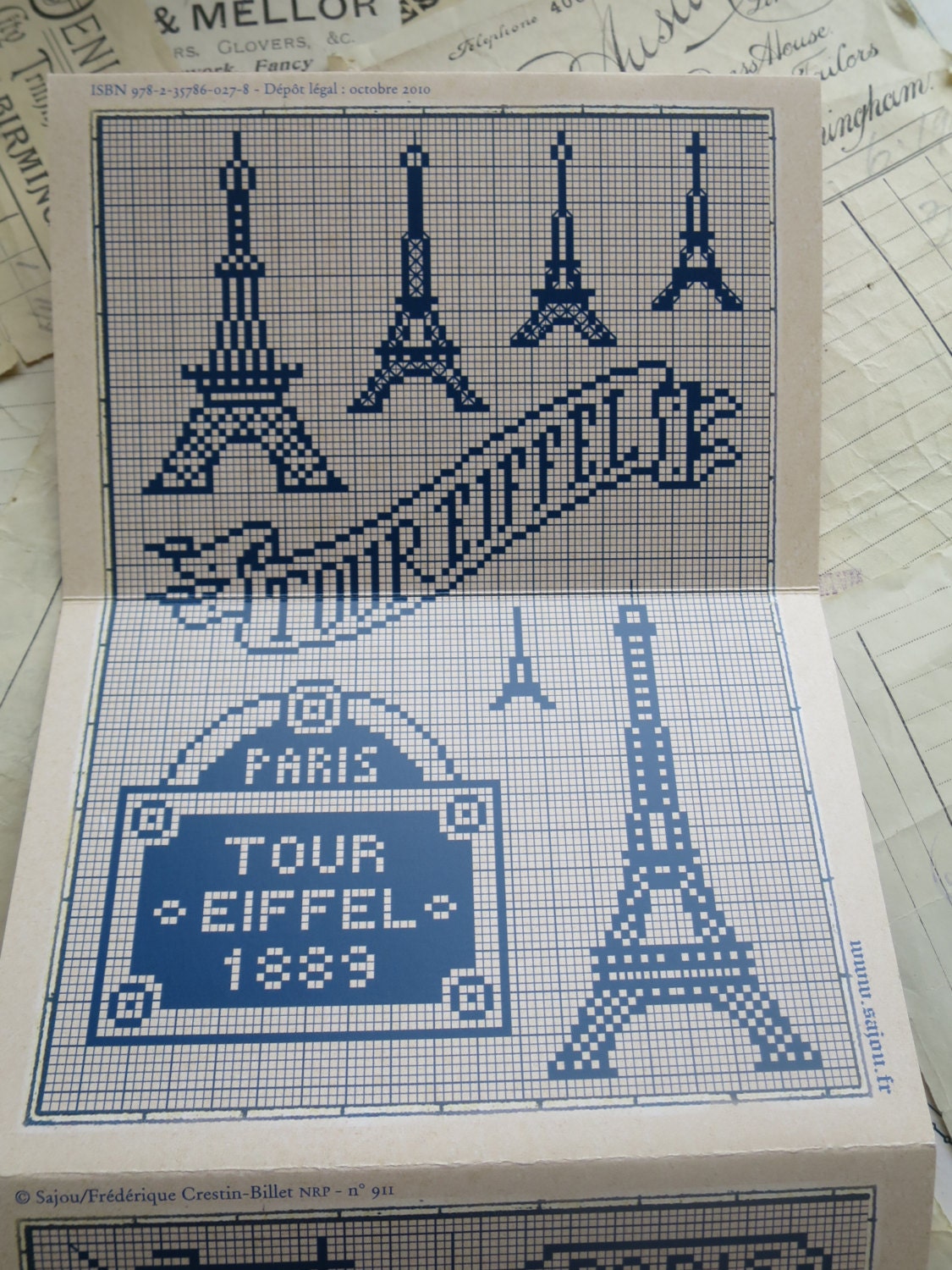 Sajou Red Cross Stitch Album 911- Eiffel Tower & Paris Landmarks
