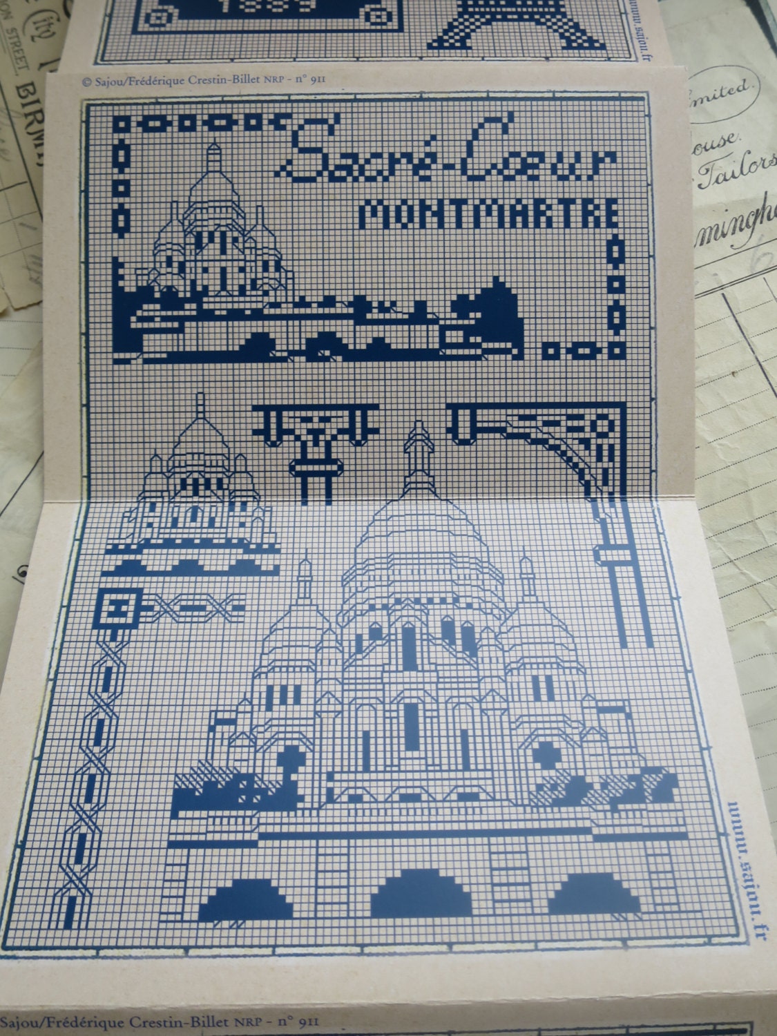 Sajou Red Cross Stitch Album 911- Eiffel Tower & Paris Landmarks