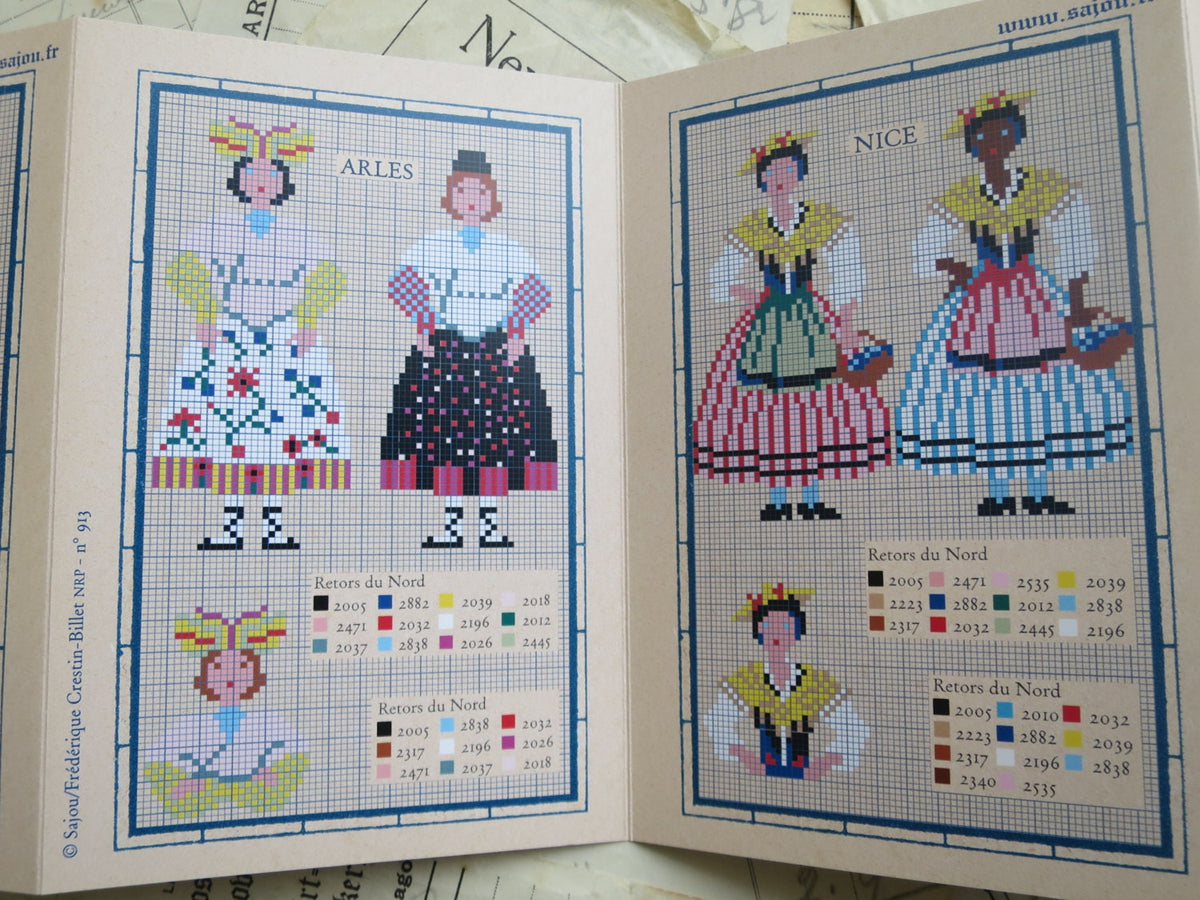 Sajou Red Cross Stitch Album 913- French Regional Costumes