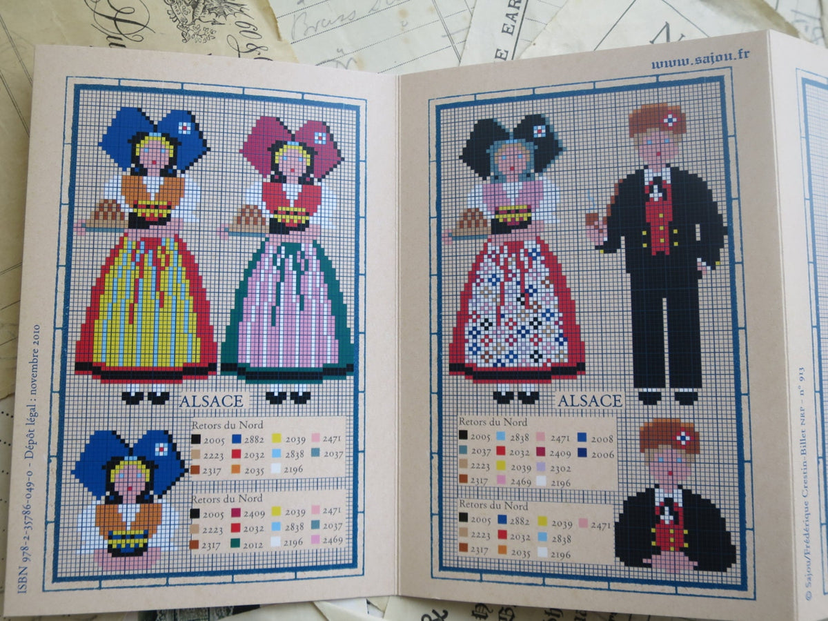 Sajou Red Cross Stitch Album 913- French Regional Costumes