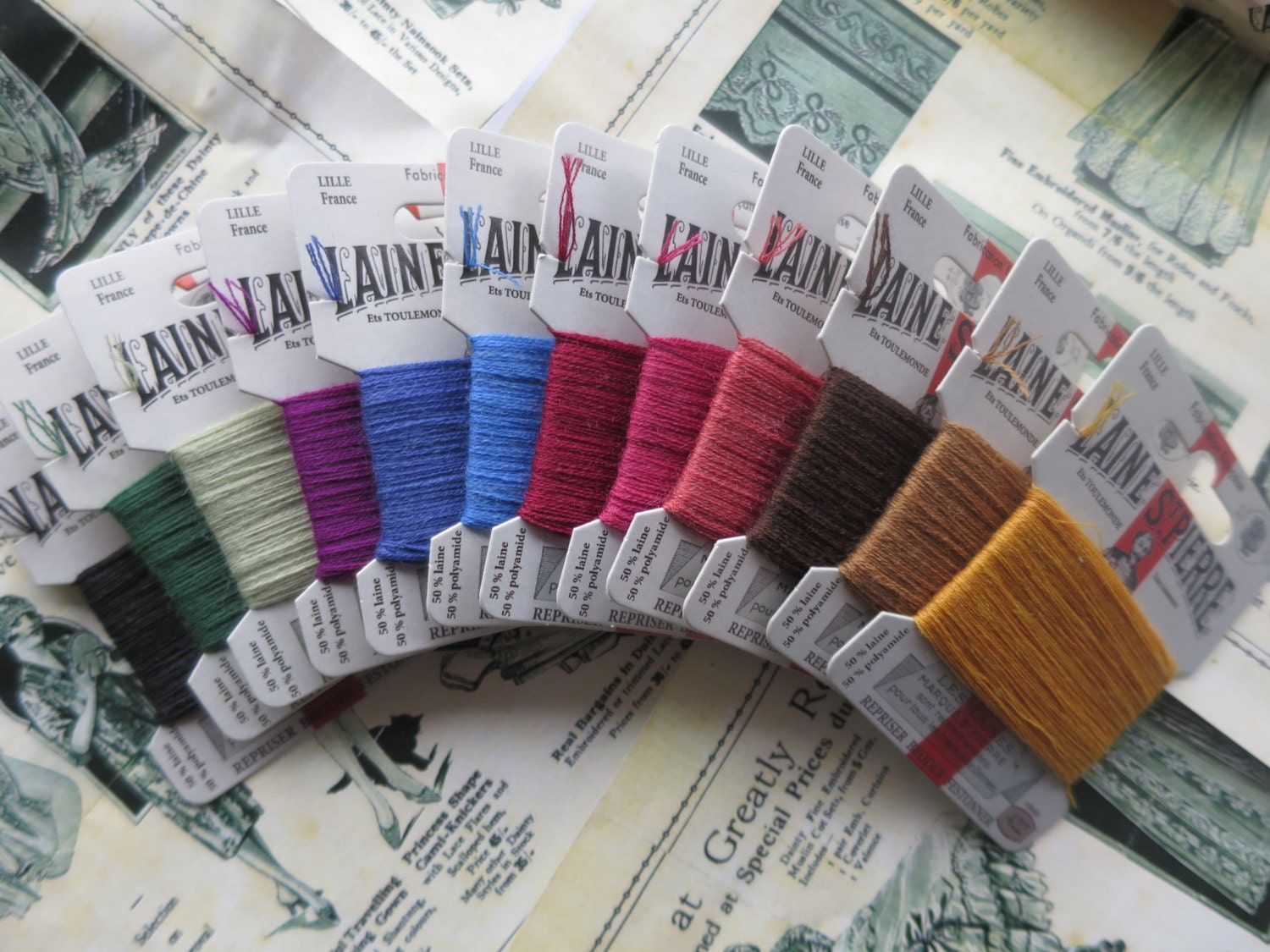 Sajou Boxed Set 12 Cards Laine St Pierre Embroidery & Darning Thread- Autumn Colours