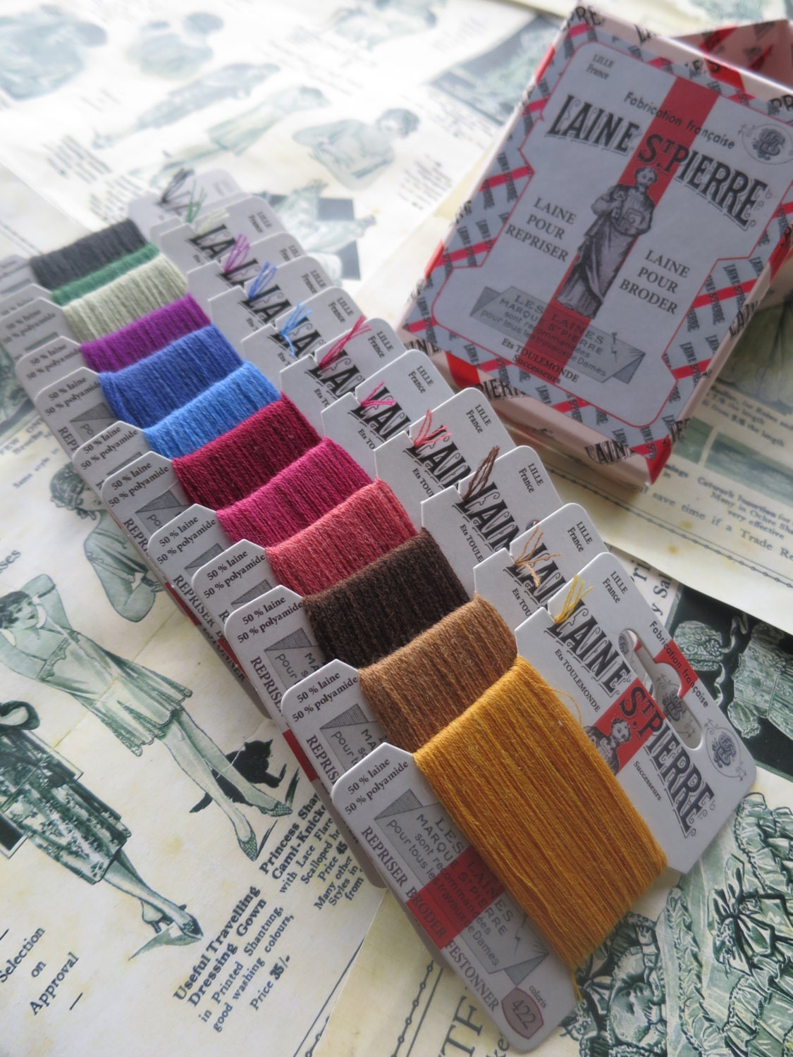 Sajou Boxed Set 12 Cards Laine St Pierre Embroidery & Darning Thread- Autumn Colours
