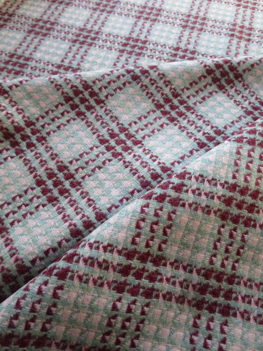Scottish Tweed Wool Fabric- Patterned Check Tweed - By the Meter