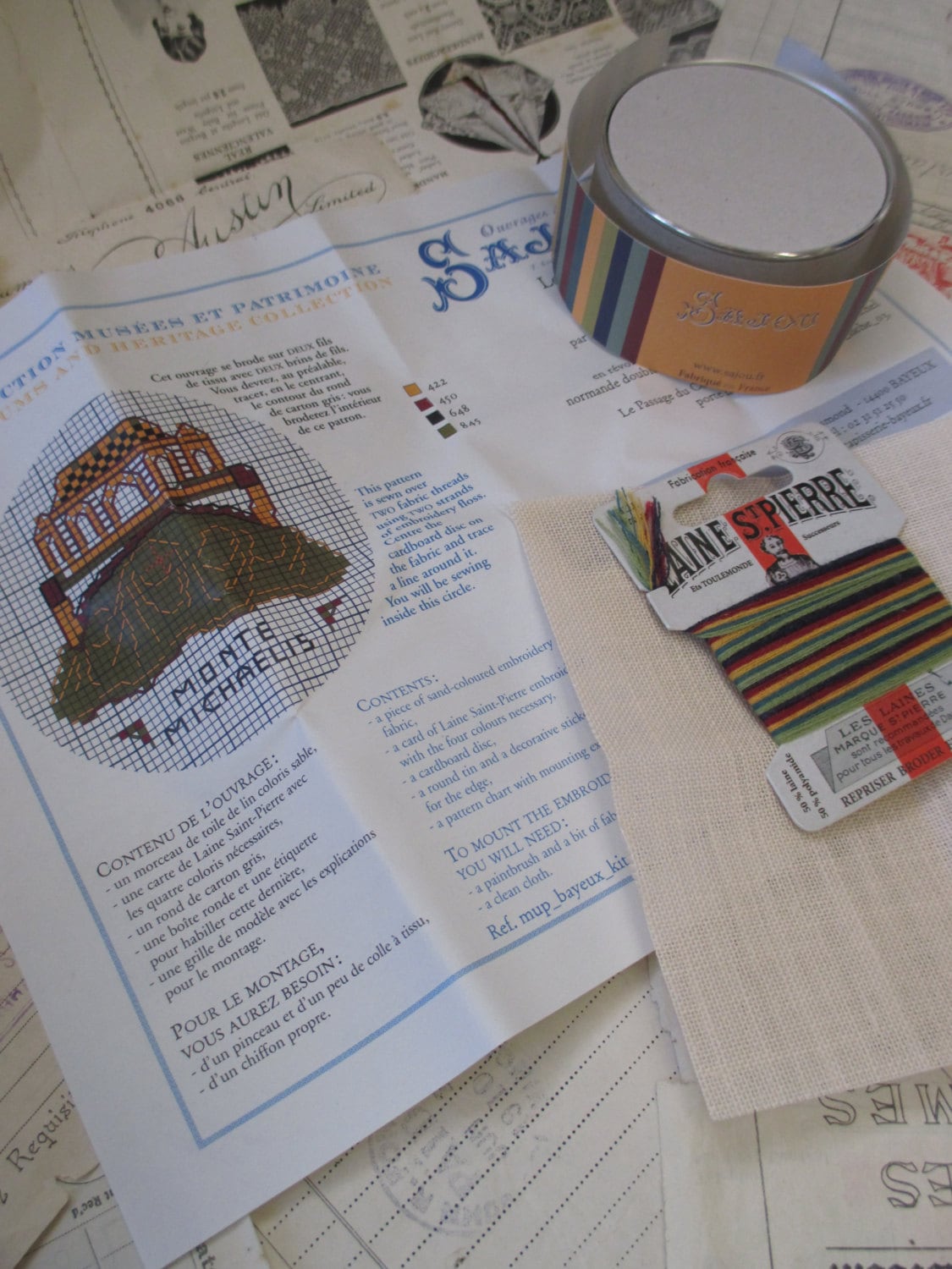 Sajou Museum & Heritage Bayeux Tapestry Cross Stitch Embroidery Kit- Mont St Michel Pot