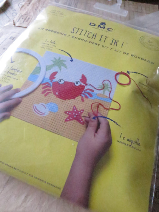 DMC Children's Stitch It JR Cross Stitch Embroidery Kit- The Crab