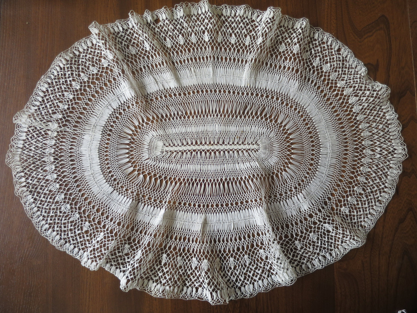 Large Antique Lace Doily- Hand Knotted Lace