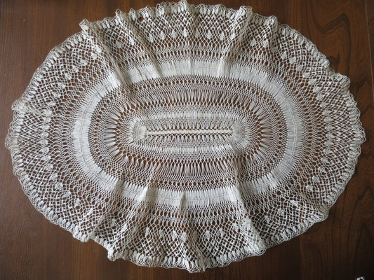 Large Antique Lace Doily- Hand Knotted Lace