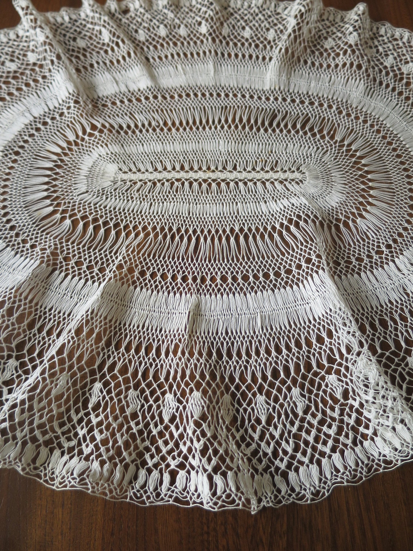 Large Antique Lace Doily- Hand Knotted Lace