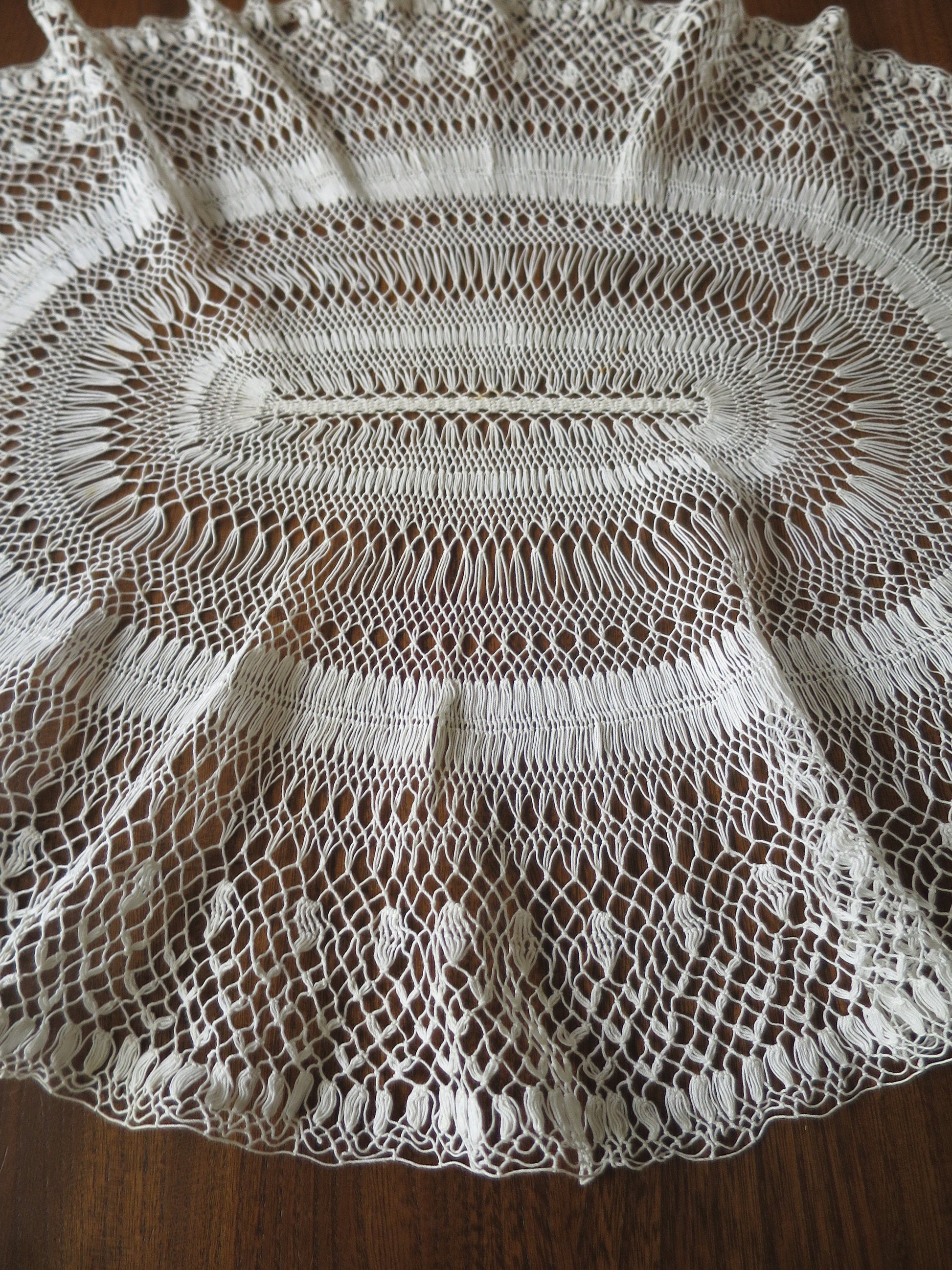 Large Antique Lace Doily- Hand Knotted Lace